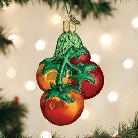 Old World Christmas Tomatoes ON Vine Ornamento, Rojo Maduro