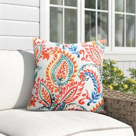 Merrycolor Pack of 2 Outdoor Waterproof Throw Pillow Covers Colorful Paisley Decorative Square Pillowcase Outdoor Pillows Covers for Patio Furniture Garden 18x18 Inch