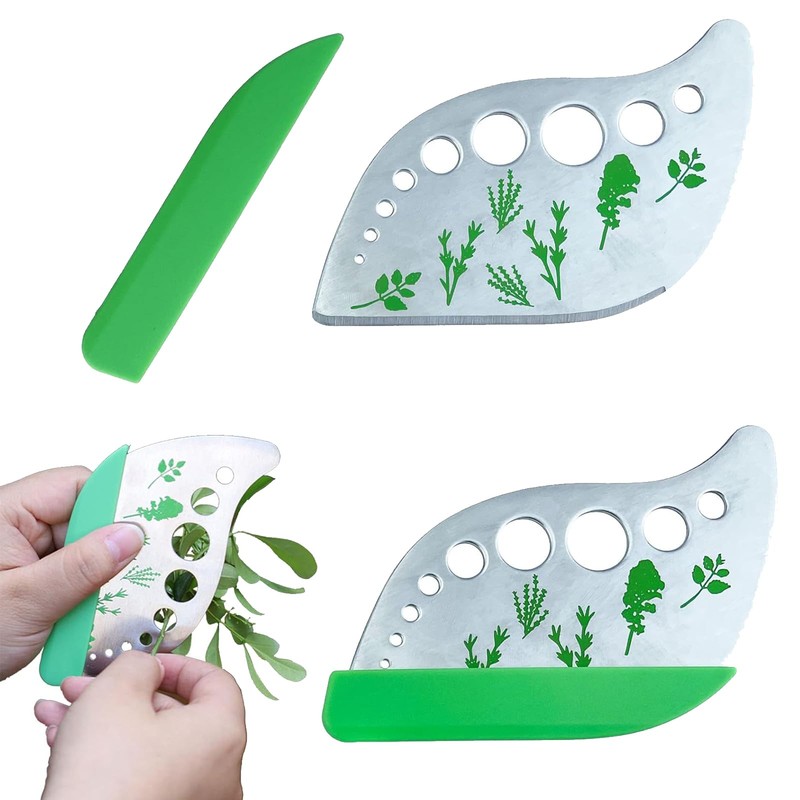 KOOLEVER Herb Stripper Tool 9-Hole Stainless Steel Herb Cutter, Herb