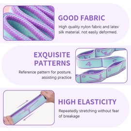 GUTERTOP Pack of 2 Yoga Stretching Bands, Gymnastics Band, Elastic, Stretch Band with Loops for Pilates, Fitness, Stretching Training
