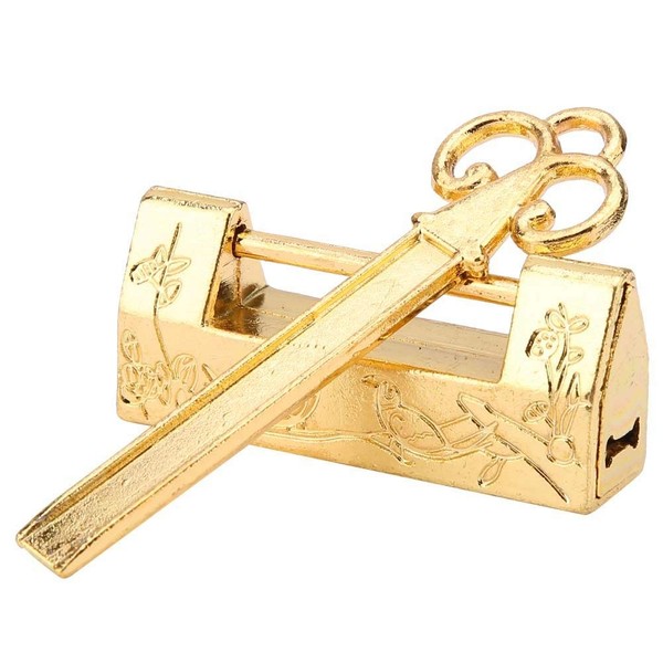 Mini Chinese Style Traditional Magpie Flowers Padlock Small Lock Key