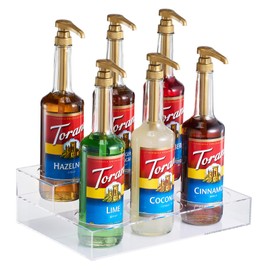 The Wine Savant Acrylic Bottle Holder, Coffee Syrup Rack Display Case | 2-Tiered 6 Bottle | Wine Bar Bottle Rack, Clear Shelf Rack, Countertop, Fridge Pantry Storage Organizer - Wine, Soda, Liquor