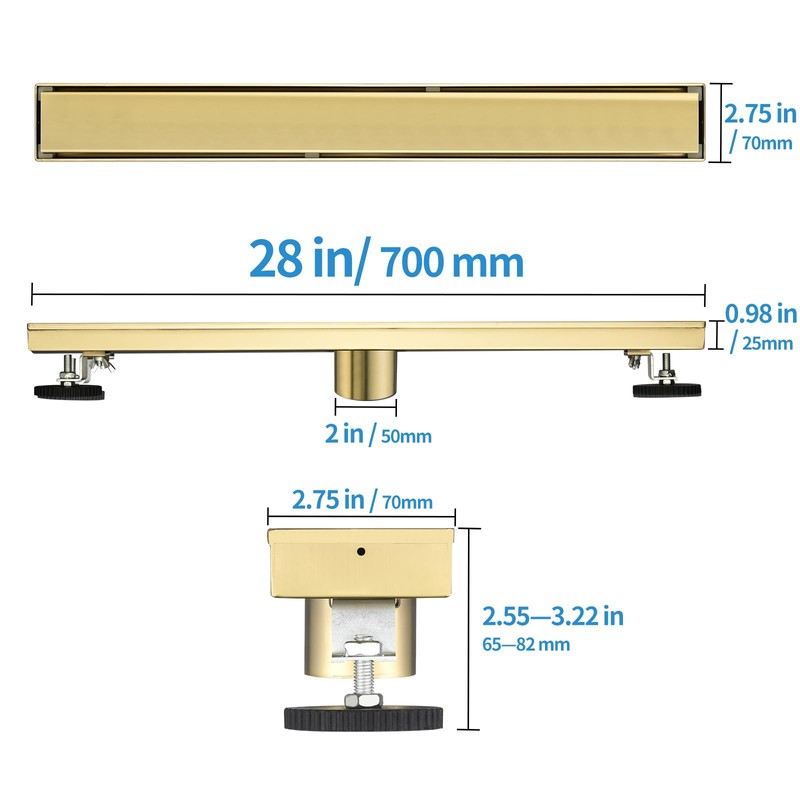 Kuaisailsk Linear Shower Drain ，with Tile Insert Panels ，28 Inch