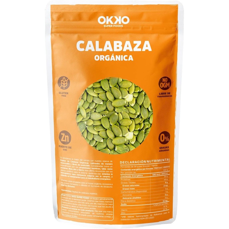 Okko Organic Pumpkin Seeds - Raw Pepitas, Unsalted & Non-GMO,