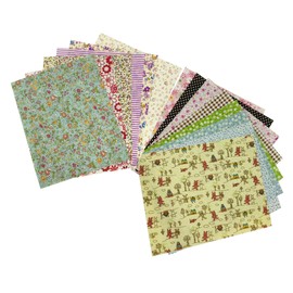 Trimming Shop 20cm x 25cm Patchwork Rectangle Multicolour Design Cotton Fabric For DIY Sewing, Quilting Pattern, Arts Crafts, Scrapbooking Craft, 15pcs