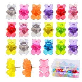 30pcs Decorative Push Pins Thumb Tack Bears for Cork Translucent Thumb Tacks Colored Push Pins for Home Office Corkboard Bulletin Board Hanging Posters.