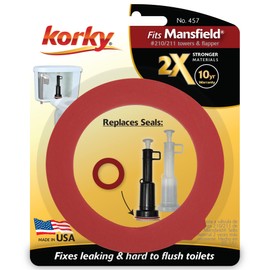 Korky 457 2X Long Life Seal Fits Mansfield 210 and 211 Fixes Leaking Tower Style Valves and Hard-to-Flush Toilets-Easy to Install-Made in USA, Red