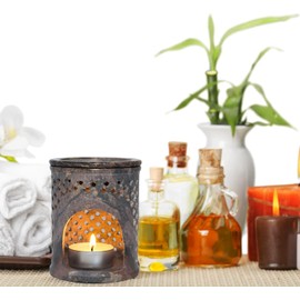 ARTISENIA ARTISENIA Jali Design Soapstone Essential Oil Burner Warmer Diffuser with Tea Light Holder Aromatherapy | Aroma Diffuser for Spa, Yoga, Meditation Home and Office Decor