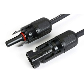 TEMCo 8 AWG/Gauge Solar Panel Extension Cable - Made in The USA (M/F Solar Connector Ends) 60 Feet Black (Variety of Lengths Available)