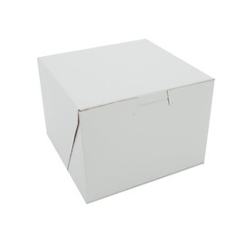 Southern Champion Tray 0902 Premium Clay Coated Kraft Paperboard White Non-Window Lock Corner Bakery Box, 5-1/2" Length x 5-1/2" Width x 4" Height (Case of 250)