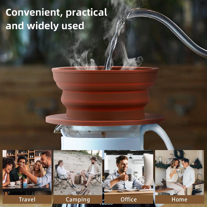 VVGCS 2-Packs Travel Collapsible Paperless Pour Over Coffee Dripper Kit
