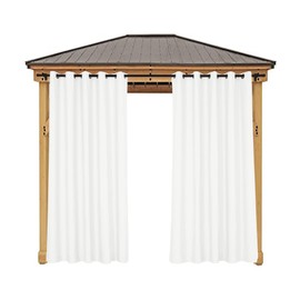 Frelement Windproof Drapes Linen Look Drapes Grommet Curtains with Rustproof Grommets Noise Reduction Curtains Outdoor Thermal Insulated Curtains, White, 100" W x 84" L, 1 Panel