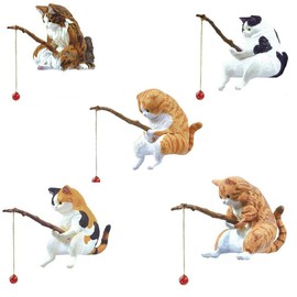 Aquarium Aquarium Fish Tank Set of 5 Fishing Cats Ornaments Cats Fish Tank Landscape Ornaments Aquarium Decor Interior Mini Cat Statue Miscellaneous Goods Resin Aquarium Accessories