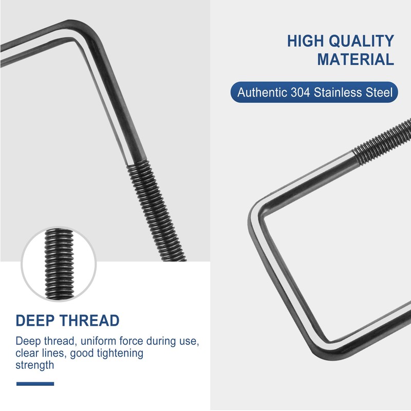 U-bolt, U bolt M8, U screws, 4 pieces, U threaded