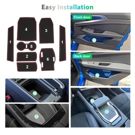 GAFAT Compatible with Renault Rafale 2024 2025 Non-Slip Mats, Rubber Mats for Rafale 2024 Non-Slip Mats, Centre Console, Cup Holder, Door Seam Mats, Rafale Accessories (Red)