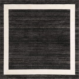 Unique Loom Del Mar Collection Contemporary Transitional Black Square Rug (8' 0 x 8' 0)