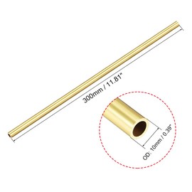 sourcing map Brass Round Tube, 300mm Length 10mm OD 1mm Wall Thickness, Seamless Straight Pipe Tubing