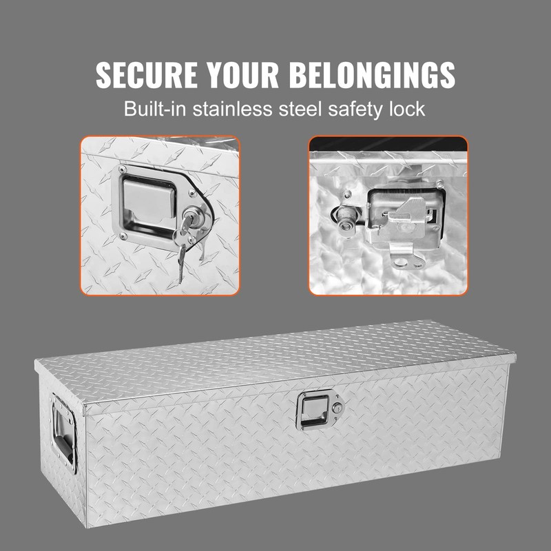 VEVOR Heavy Duty Aluminum Truck Bed Tool Box, Diamond Plate