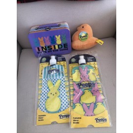 Peeps 4 Pcs Just Born Marshmallow Peeps Lunchbox, Plush Chick & Water Bottles - NEW!