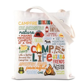 ENSIANTH Camp Life Gift Camper Tote Bag Summer Camp Gift Camping Forest Adventure Reusable Grocery Bag Van Outdoor Gifts (CA Camp Life BAG)
