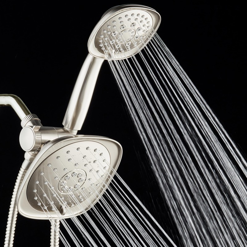 AquaDance Luxury Square High-Pressure Giant 7.3" Rain Shower Head/Handheld Spa