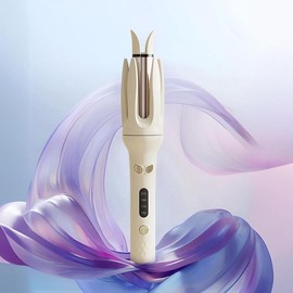 Automatic Hair Curling Iron, 28mm Rotating Hair Curler for Home, Negative Ion Automatic Hair Curl Wand, with 4 Modes Temperatures for Women Hairstyles, Valentine's Day Gift, Automatic Hair Curler, Hair Products:_Beige*2 pcs_one-size