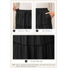 HERBATOMIA Women’s Long Flowy Tiered Skirt A-Line Ruffle Black Drawstring