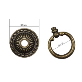 Chris-Wang 6pcs Vintage Bronze Drop Ring Knobs Pulls Handles for Dresser Drawer Antique Drawer Pull Ring Single Hole Decorative Hardware with Screws for Furniture Cabinet Cupboard (Style 1)