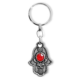 My Daily Styles Good Luck Hamsa Hand - Small Traveler's Prayer in Hebrew Key Chain - Made in Israel - Red