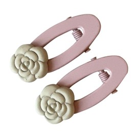 GOMINIMO A Pair of Rose Hair Clips(Pink with white flowers) OR35-9