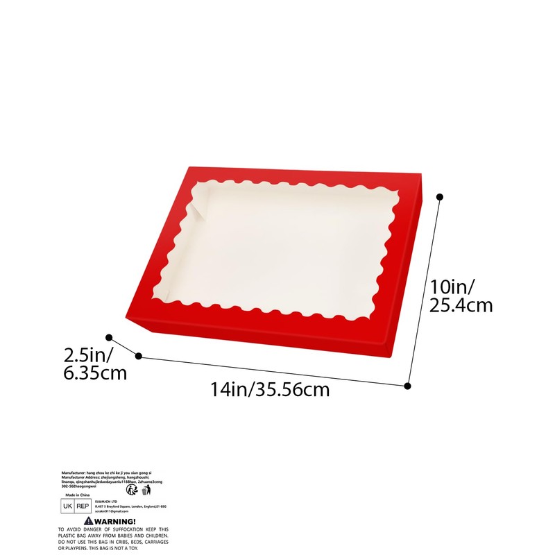 Gcardist Auto-pop Up Red 35.6x25.4x6.4cm 6Pcs Cookie Box with Window
