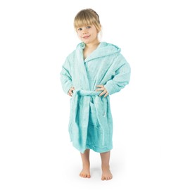 Ehrenkind® Children's Bathrobe with Hood 100% Organic Cotton | Children's Bathrobe | Perfect for Boy and Girl - Pool blue, size: 86-92
