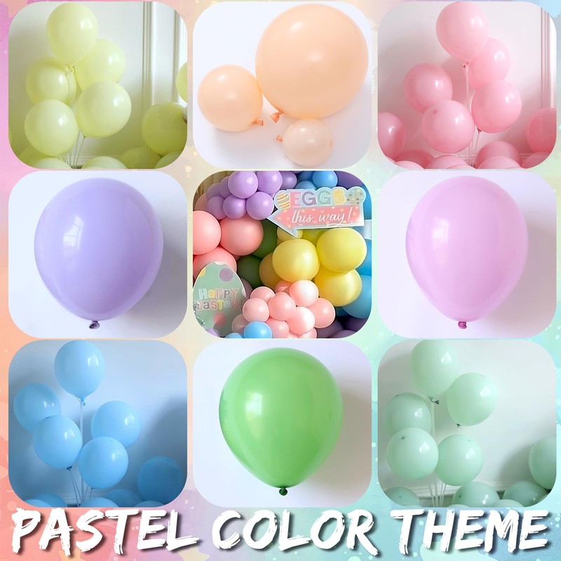 DNBOD Pastel Easter Bunny Balloon Arch Kit,149Pcs Pastel Rainbow Balloon