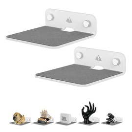 TXEsign 2-Pack 4.25" Acrylic Small Floating Shelves - Speaker Mount, Webcam, Cell Phones, Display Shelf (White, Small)