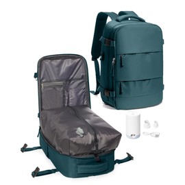 VENATIN Vacuum Backpack Travel for Women Men, Carry on Luggage Flight Approved, United Airlines Approved 18×14×8 inch Personal Item Travel Bag,Peacock Blue