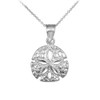 .925 Sterling Silver Sea Star Sand Dollar Charm Pendant Necklace,