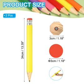 PATIKIL 2 Pcs Wooden Giant Pencil, 13.4 Inch Big Pencil Props Large Funny Novelty Pencils with Cap for Home Decor Office Christmas Party, Yellow