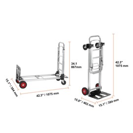 MyVoice Aluminum Folding Hand Truck Heavy Duty Handcart Hand 400 LB Capacity, 2 in 1 Convertible Foldable Cart with Wheels for Moving Loading Transporting