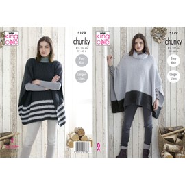King Cole 5179 Knitting Pattern Womens Easy Knit Ponchos in Timeless Chunky
