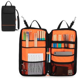 Damero Drumstick Bag, Holds Approximately 12 Pairs with Shoulder Strap, Multiple Pockets, A4 Documents