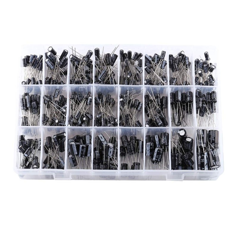 Fafeicy 500pcs 24 Values Aluminium Electrolytic Capacitor Assorted Kit 10V