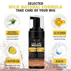 Lace Tint Melting Hair Mousse, Lace Tint Mousse for Women Hair Wigs Lace Wigs Toupees and Hairpieces Natural Finishing Lace Color, Wig Glue Lace Tint for Wigs Tool Set (Mocha- Medium Brown)