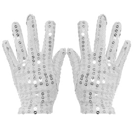 CRIZAN Sequin Glove Set, 4 Pairs, Kids, Adults, Holiday Party Dance Decoration (Silver)