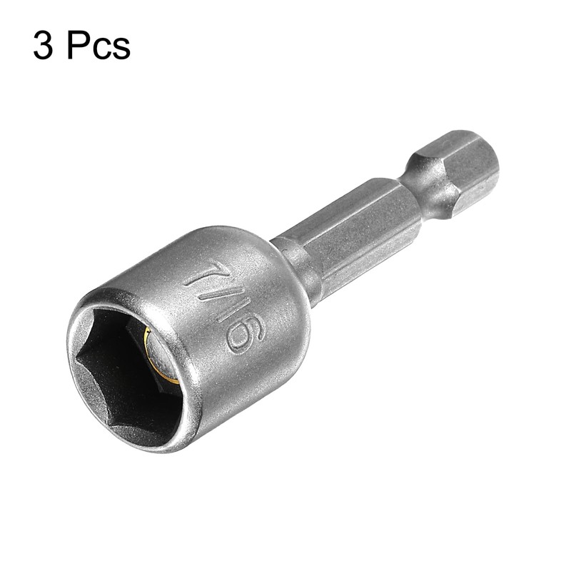 HARFINGTON 3pcs Hex Nut Driver Drill Bit 7/16" 6-Point Socket