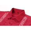 Mens Snap Shirts Casual Guayabera Shirts Short Sleeve(Red,S)