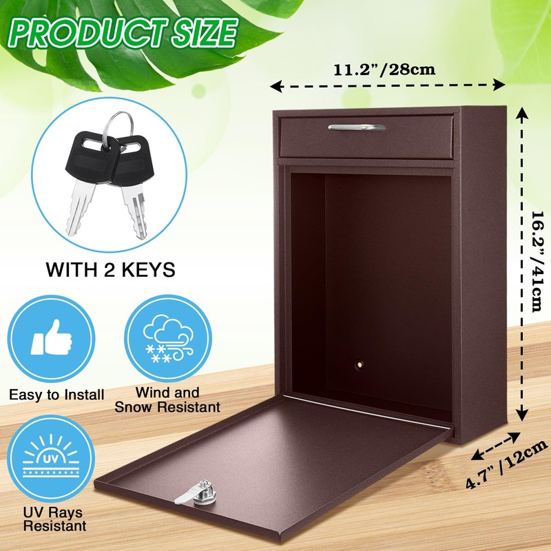 Yaocom Locking Mailbox with Key for Outdoor 16.2 x 11.2