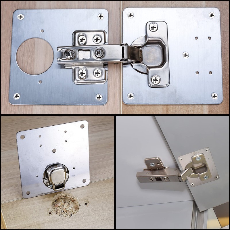 6 Pcs Hinge Repair Plate, Stainless Steel Hinges Repair Plates,