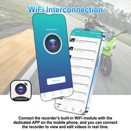 VSYSTO WiFi Motorcycle Dash Camera HD 1080P Front and Rear Camera, Full Body Waterproof DVR with GPS, High Speed Download Videos, Remote Control Take Pictures (Black-S6PL)