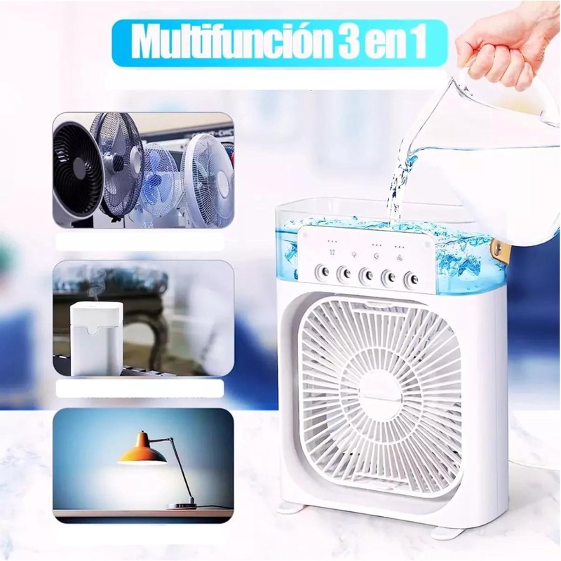 LUXVI Ventilador de Escritorio y Humidificador con Luz LED: Refresca
