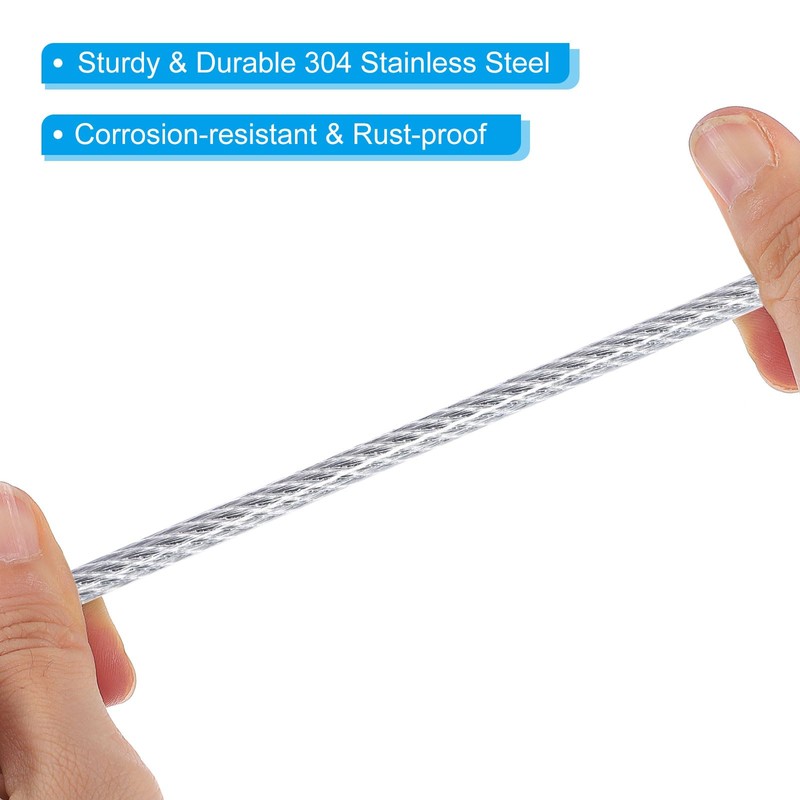 PATIKIL Stainless Steel Safety Cable 31.5"/80cm, 4Pack 2.5mm Flexible Security
